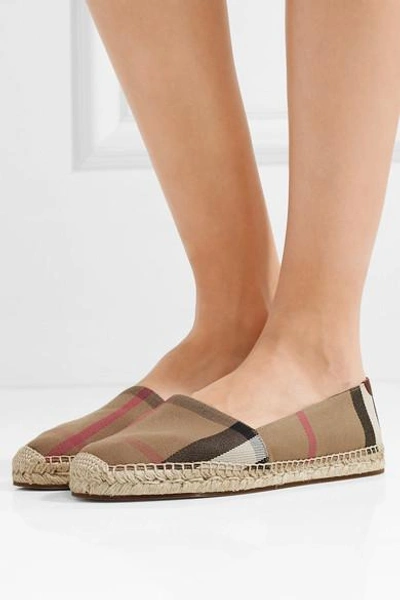 Shop Burberry Hodgeson Checked Canvas Espadrilles In Light Brown