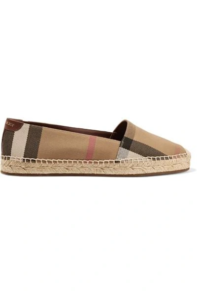 Shop Burberry Hodgeson Checked Canvas Espadrilles In Light Brown