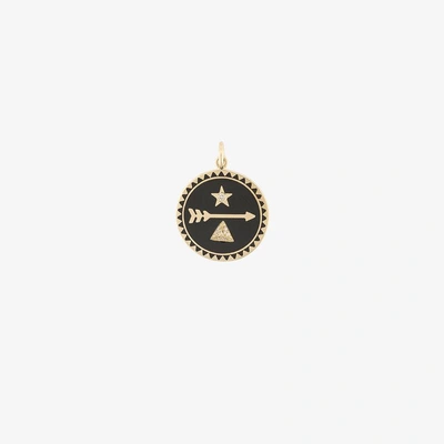 Shop Foundrae 18k Yellow Gold Dream Petite Diamond Medallion Charm In Metallic