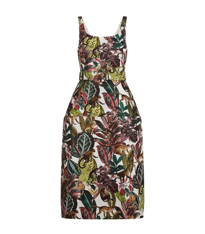 Shop Oscar De La Renta Jungle Print Jacquard Dress In Multi