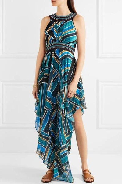 Shop Talitha Embellished Printed Chiffon Maxi Dress In Blue