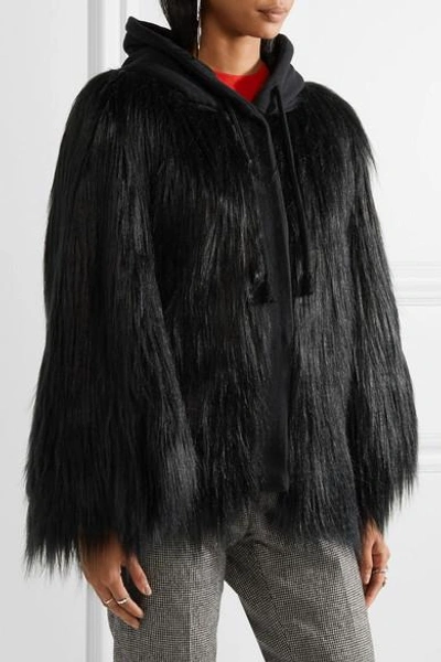 Shop House Of Fluff Yeti Oversized Faux Fur And French Terry Hooded Coat