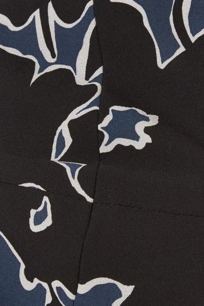 Shop Michael Kors Floral-print Silk-georgette Bandeau Top In Blue