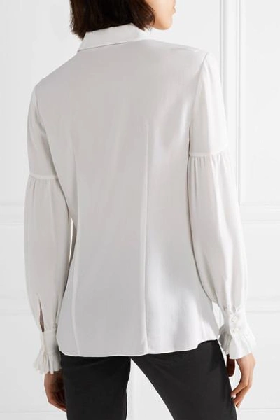 Shop Michael Kors Ruffled Silk Crepe De Chine Shirt In White