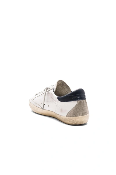 Shop Golden Goose Leather Superstar Low Sneakers In White & Blue