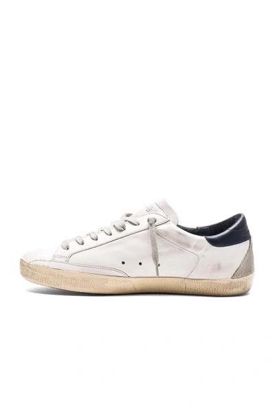 Shop Golden Goose Leather Superstar Low Sneakers In White & Blue