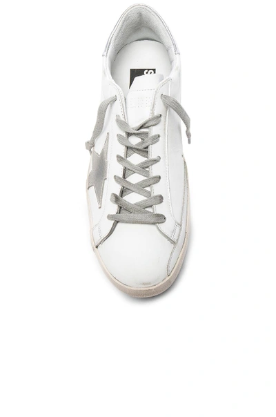 Shop Golden Goose Leather Superstar Low Sneakers In White & Silver