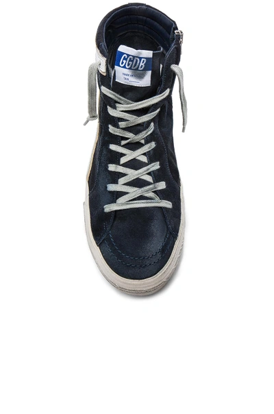 Shop Golden Goose Suede Slide Sneakers In Navy Denim