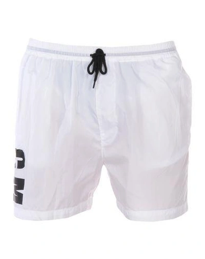 Shop Msgm Swim Shorts In White