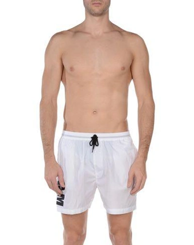 Shop Msgm Swim Shorts In White