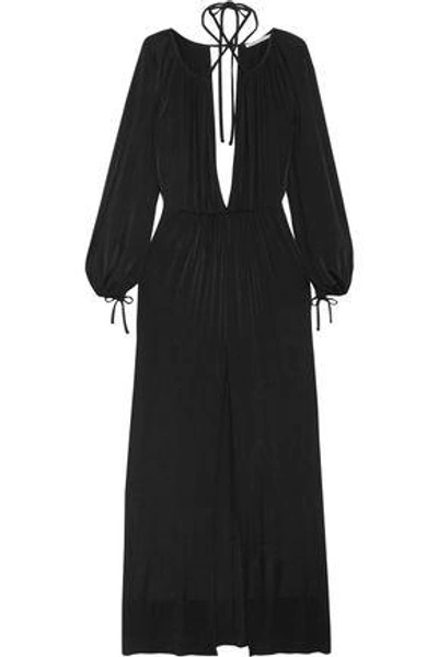 Shop Alessandra Rich Woman Gathered Jersey Gown Black