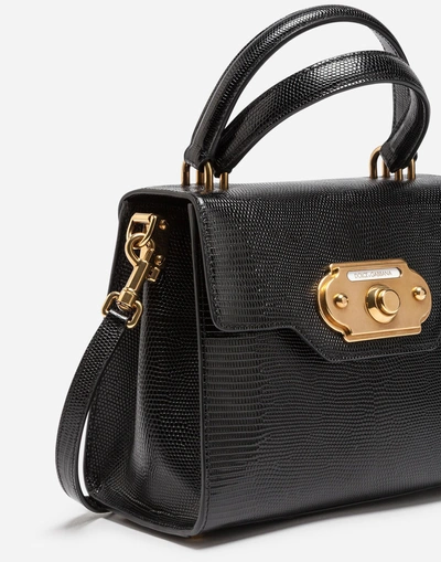 Shop Dolce & Gabbana Leather Welcome Handbag In Black