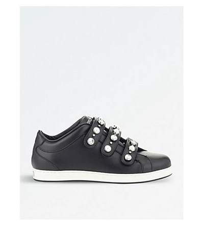 Shop Jimmy Choo Ny Leather Trainers In Black Mix