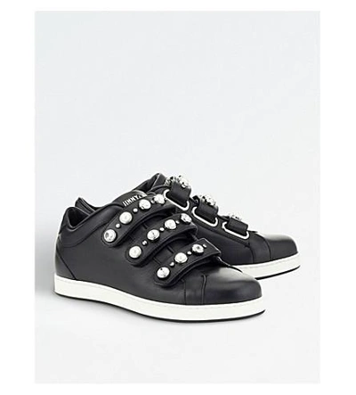 Shop Jimmy Choo Ny Leather Trainers In Black Mix