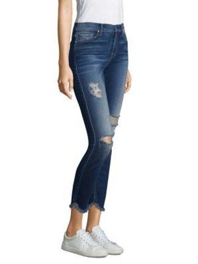 Shop 7 For All Mankind Ankle Skinny Ripped Raw Hem Jeans In Liberty 3