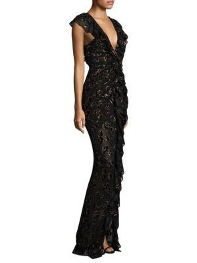 Shop Alice Mccall Off Duty Ruched Gown In Black Bronze