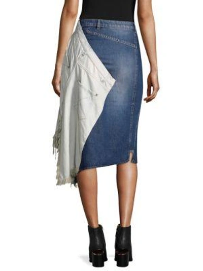 Shop Each X Other Deconstruted Denim Skirt In Light Blue