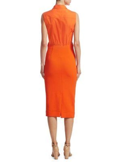 Shop Akris Punto Trompe L'oeil Pencil Dress In Papaya