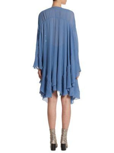 Shop Chloé Deep V Crinkle Crepon Fit-&-flare Dress In Beige Rose