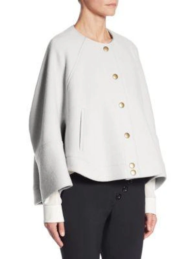 Shop Chloé Button Front Cropped Jacket In Medium Grey