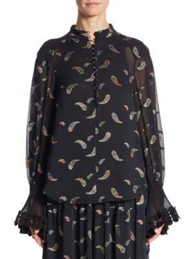 Shop Chloé Paisley Lurex Jacquard Blouse In Black