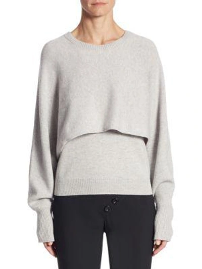 Shop Chloé Double Layer Knit Cashmere Shell In Medium Grey