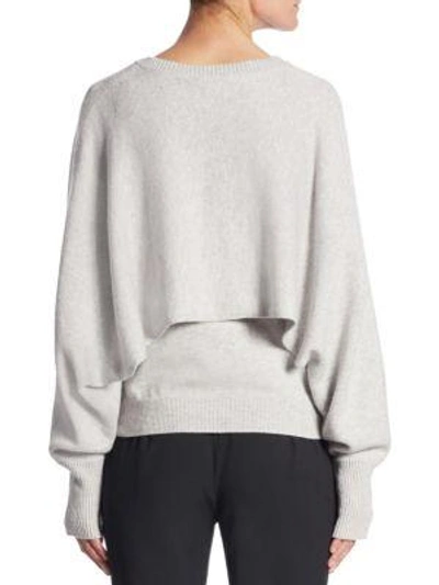Shop Chloé Double Layer Knit Cashmere Shell In Medium Grey