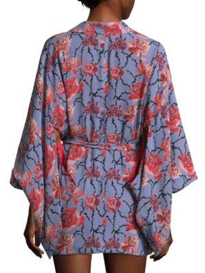 Shop Fleur Du Mal Haori Silk Kimono In Smoke Floral