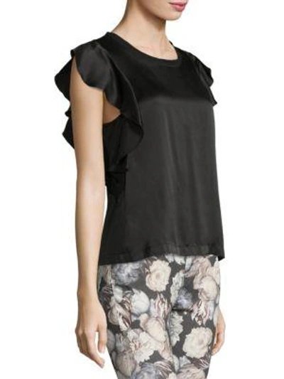 Shop 7 For All Mankind Silk Ruffle Blouse In Black