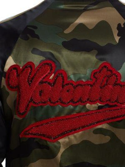 Shop Valentino Camo Satin Souvenir Jacket In Camouflage