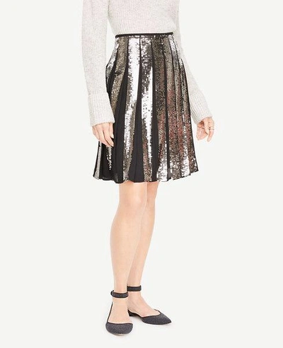 Shop Ann Taylor Sequin Full Skirt In Black