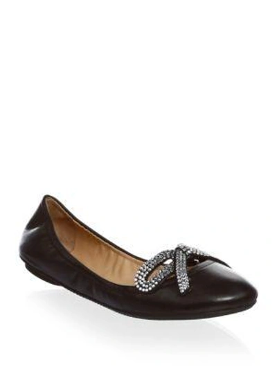 Shop Marc Jacobs Willa Strass Leather Ballet Flats In Black