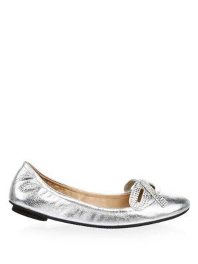 Shop Marc Jacobs Willa Strass Leather Ballet Flats In Black