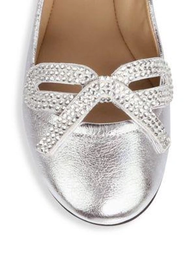 Shop Marc Jacobs Women's Willa Strass Leather Ballet Flats In Silver