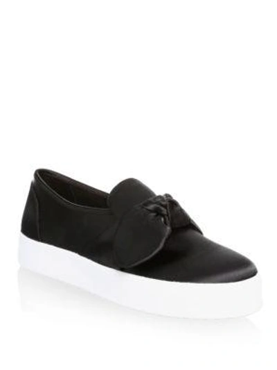 Shop Rebecca Minkoff Lace-up Leather Low-top Sneakers In Black
