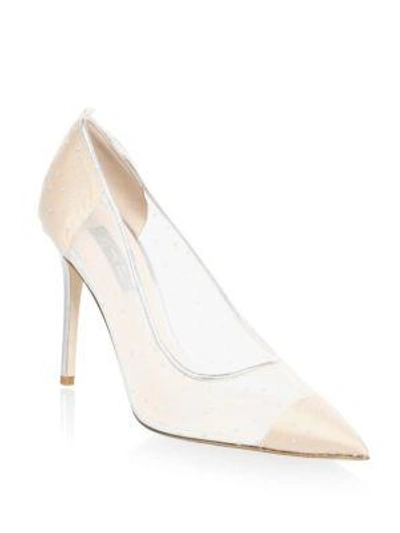 Shop Sjp By Sarah Jessica Parker Glass Leather-trimmed Mesh Pumps In Silver