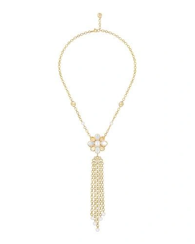 Pre-owned Chanel Perle Cha&icirc;nes Necklace In 18k Yellow Gold, Cultured Pearls, Mother-of-pearl And Diamonds