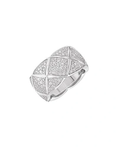 Pre-owned Chanel Coco Crush Ring In 18k White Gold With Diamonds, Medium Version