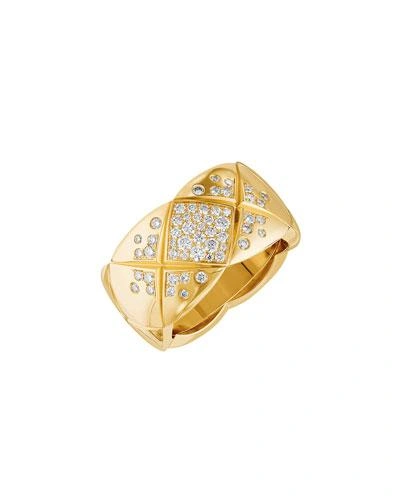 Pre-owned Chanel Coco Crush Ring In 18k Yellow Gold With Diamonds, Medium Version
