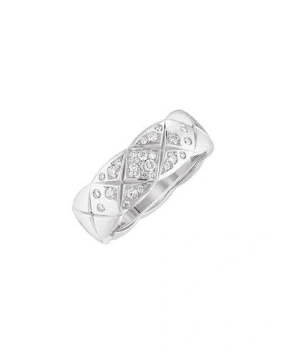 Pre-owned Chanel Coco Crush Ring In 18k White Gold With Diamonds, Small Version