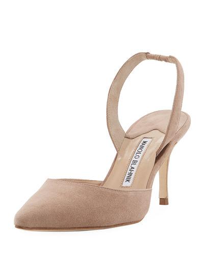 manolo blahnik carolyne suede slingback pumps