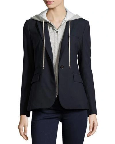 Shop Veronica Beard Classic Crepe Jacket In Navy