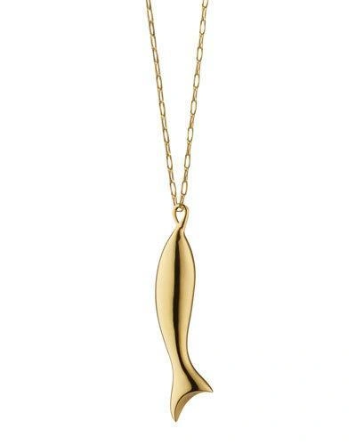 Shop Monica Rich Kosann 18k Perseverance Fish Charm Necklace, 30"l