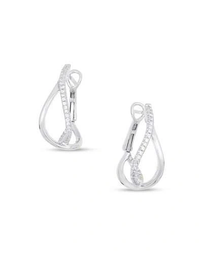Shop Frederic Sage 18k White Gold Diamond Crossover Hoop Earrings