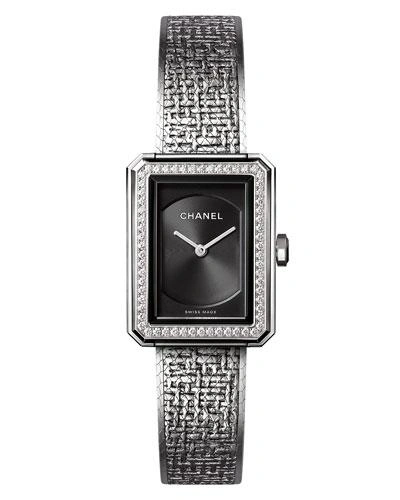 Pre-owned Chanel Boy-friend Tweed Watch With Diamonds