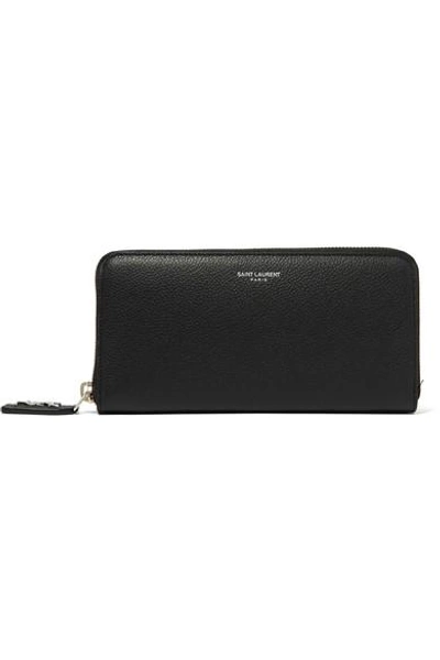 Shop Saint Laurent Rive Gauche Textured-leather Continental Wallet In Black