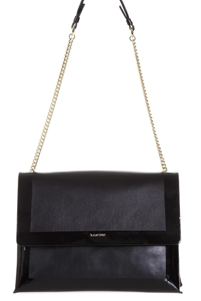 Shop Lanvin Leather & Patent Shoulder Bag In Black
