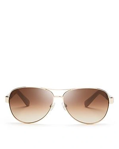 Shop Kate Spade New York Women's Dalia Aviator Sunglasses, 58mm In Gold/brown Gradient