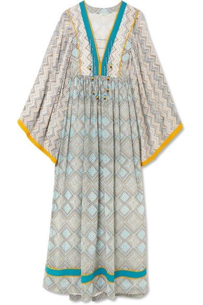 Shop Talitha Maghreb Printed Silk-georgette Maxi Dress In Azure