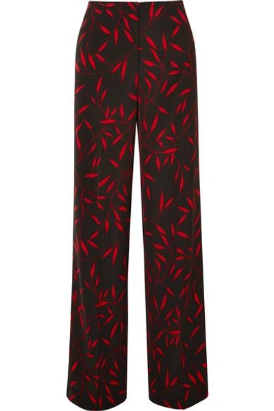 Shop Diane Von Furstenberg Printed Jersey Wide-leg Pants In Black